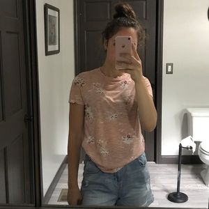 High neck floral T-shirt